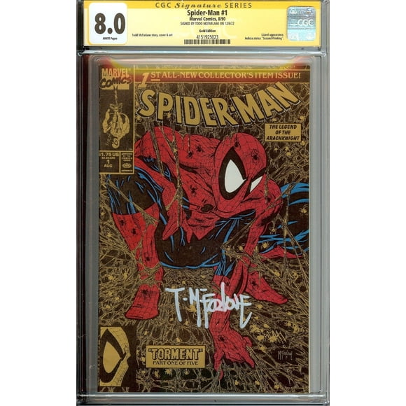 Spider-Man #1 Gold Variant CGC 8.0 Signed Todd McFarlane