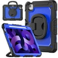 thumbnail image 2 of For iPad Air 5th/4th Generation 10.9 Inch 2022/2020 Case, 360 Rotating Shockproof Cover with Stand, Handle, Shoulder Strap, Dark Blue Panel, 2 of 7
