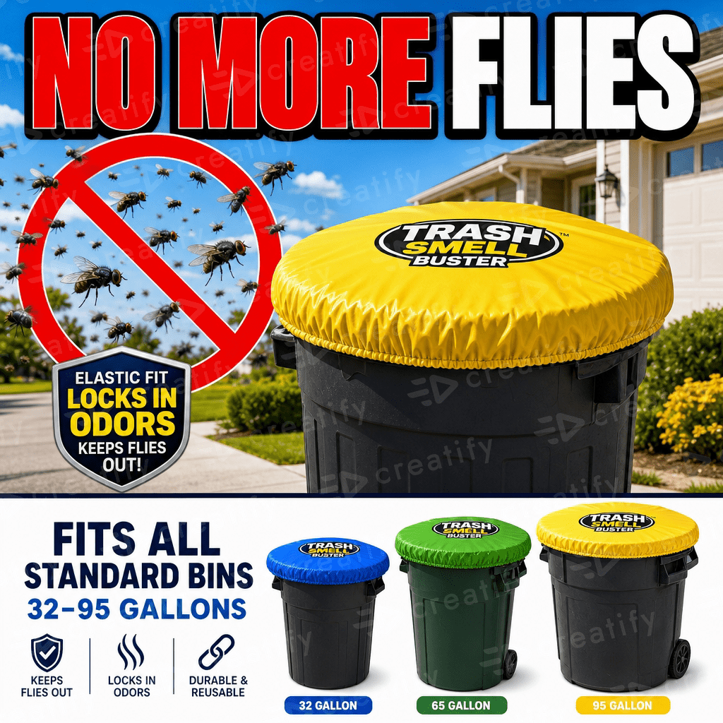 Trash Smell Buster, Outdoor Plastic Garbage Trash Can Covers, Contain Odors, Lemon Scent, 64 Gallon Trash Bin, 3 Covers