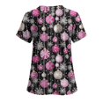 thumbnail image 4 of Feancey Womens Scrub Tops Printed Christmas Nursing Shirt Stretchy V-Neck Short Sleeve Medical Scrunbs Breathable Casual Xmas Working Uniforms Christmas Gifts Multicolor XL, 4 of 4