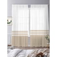 thumbnail image 3 of Beige White Striped Semi Sheer Window Curtains 96 Inches Long, Modern Abstract Art Aesthetics Rod Pocket Voile Silky Chiffon Curtain Light Filtering Drapes for Living Room, Kitchen, 52"x96", 2 Panels, 3 of 9