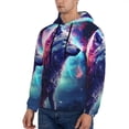 thumbnail image 3 of Kdxio Starry Multicolored Wolf Print Mens Casual Hooded Collar Drawstring Hoodies Pullover Sweatshirts Casual Long Sleeve Shirts-Medium, 3 of 7