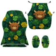 thumbnail image 4 of SCRAWLGOD St. Patrick's Day Shamrock Highland Cow Print Green Set of 4 Gaming Chair Covers Slipcovers, Stretchable Breathable Computer Reclining Gaming Chair Seat Cover with Armrest Covers, 4 of 7