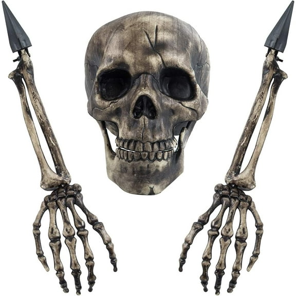 Bibana Realistic Skeleton Stakes Halloween Decoration Scary Ground Breaker Skull and Skeleton for Outdoor Yard Lawn Stake Garden Graveyard Decoration