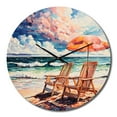 thumbnail image 2 of Designart "Beach Chairs Beautify Scenery I" Nautical & Beach Oversized Wall Clock, 2 of 5