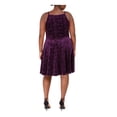 thumbnail image 2 of JUMP Womens Purple Embroidered Spaghetti Strap Square Neck Above The Knee Fit + Flare Dress Plus 2X, 2 of 4