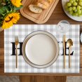thumbnail image 4 of Rustic Home Placemats Set of 4, Green Eucalyptus Leaves Wreath Wooden Plaid Placemats for Dining Table, Place Mats for Kitchen Tabletop, Waterproof Wipeable Dining Table Mats Set, 4 of 9