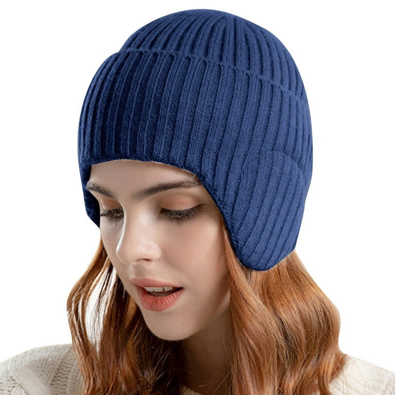 Umitay Fashion Womens Thickened Knitted Woolen Cap Cold Protective Ear  Sleeve Cap 