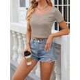 thumbnail image 2 of Biezeib Women Crop Basic T-Shirts Summer Solid Color Short Sleeve Tops Casual Pullovers for Streetwear Aesthetic Grunge Clothes, 2 of 6