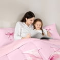 thumbnail image 4 of Manfei Pink Watercolor Bow Letter K Full Size Comforter Sets for Girls, Cute Initial Bows Bedding Sets, Pink Reversible, 3-Piece, 4 of 6
