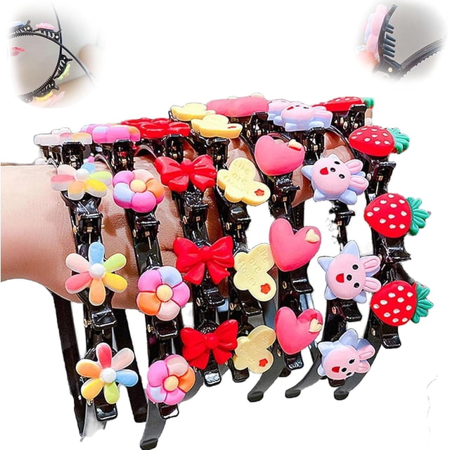 Horquilla para el pelo con diseño de princesa dulce, horquilla para el pelo con diseño de princesa dulce para niña, tocado con horquilla para el pelo, diadema de plástico con trenza de doble capa y pi