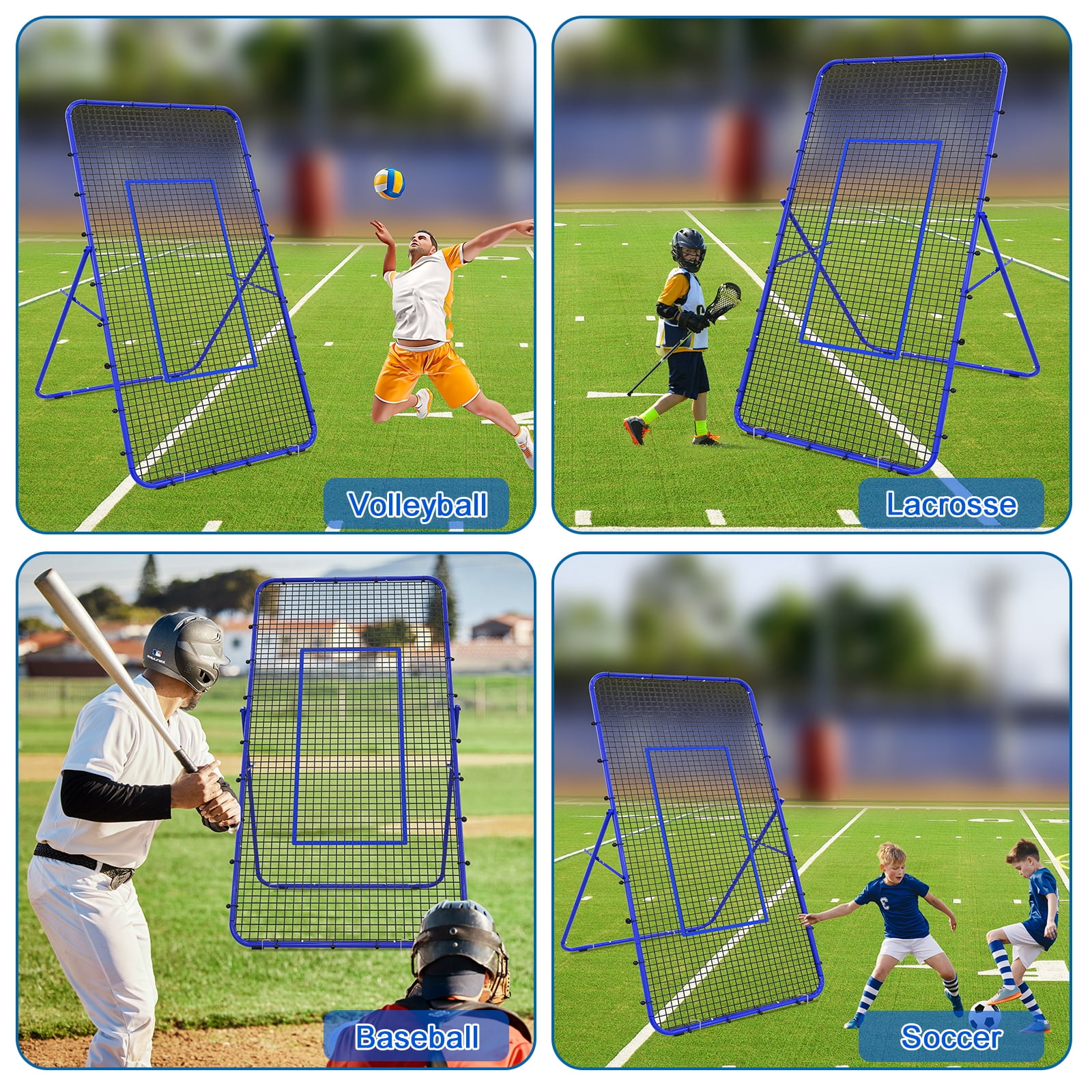 Adjustable Volleyball Rebounder Net 7x4 FT, Steel Frame & High-Tension PE Netting, Durable & Portable Volleyball Training Equipment Practice for Improving Volleying, Bumping, Spiking Skills