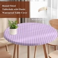 thumbnail image 4 of Purple Round Tablecloth, Fitted Table Cover with Elastic for 55"-60" Round Tables, Geometric Vertical Striped Solid Rainbow Table Cloth Outdoor Indoor Dinning Party Waterproof Tablecloths, 4 of 7