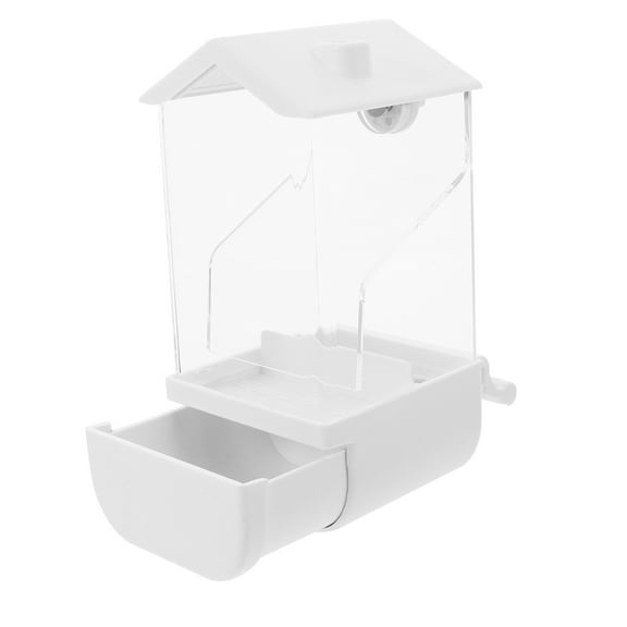 PENIKOKO Automatic White Parrot Feeder Large Capacity Spill-Proof Bird Food Dispenser for Cage Balcony and Outdoor Use