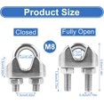thumbnail image 2 of Stainless Steel Cable Clamps, Steel Cable Clamps, U-Shaped Cable Clamps for Wire Rope, Wire, Rope, 20PCS-M8-8mm, 2 of 5