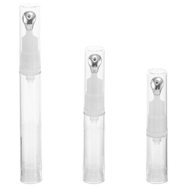 3 botellas de bomba sin aire, botellas de viaje, botella de bomba sin aire, dispensador de envase cosmético para base de bricolaje, gel, esencia, loción, aceite esencial, champú, 5 ml, 10 ml, 15 ml