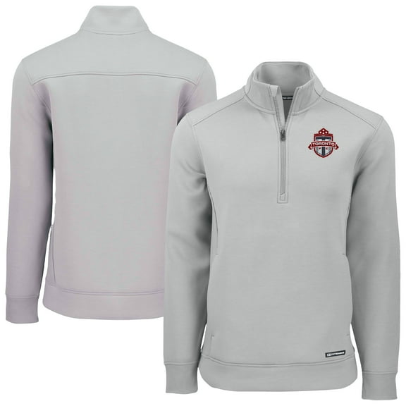 Men's-Cutter & Buck  Gray Toronto FC Roam Eco Recycled Tri-Blend Quarter-Zip Jacket