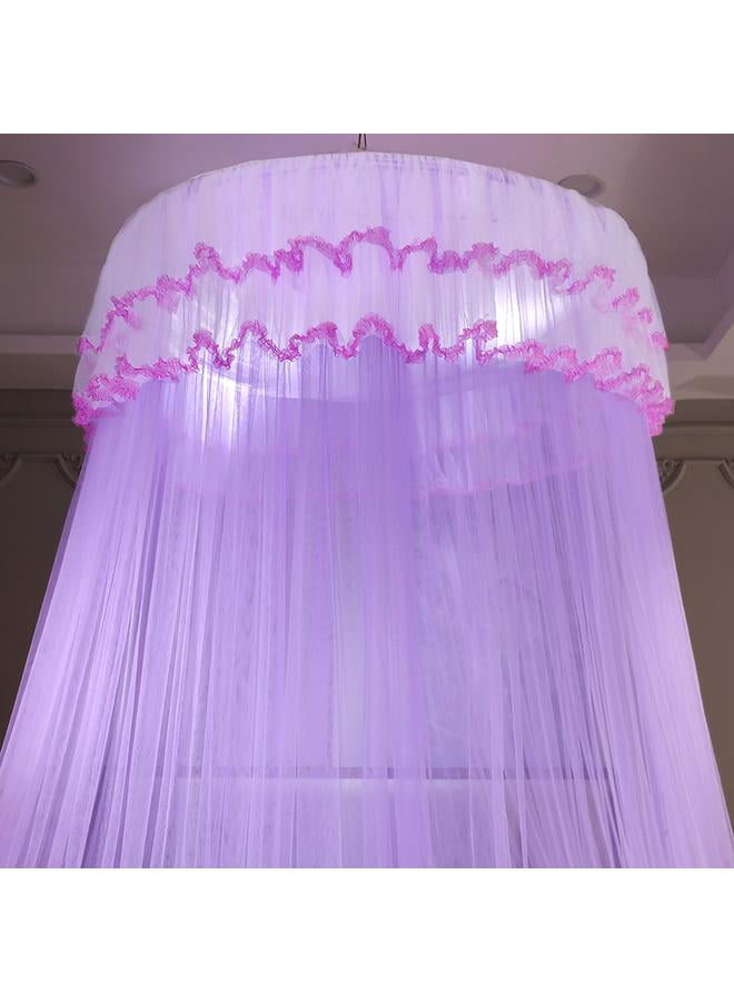 Elegant Bed Canopy Net Polyester Purple 1.5*2m，Luxurious Bed Canopy for Girls & Adults, Round Dome Lace Princess Canopies Netting