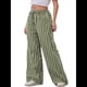 thumbnail image 2 of Pantalones de Rayas con Cordón para Mujer, Holgados, de Pierna y Cintura Baja, Cómodos y con Bolsillos Verde S, 2 of 8