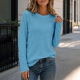 thumbnail image 6 of Women's Waffle Knit Top Crew Neck Long Sleeve Casual Pullover Blouse, 6 of 9