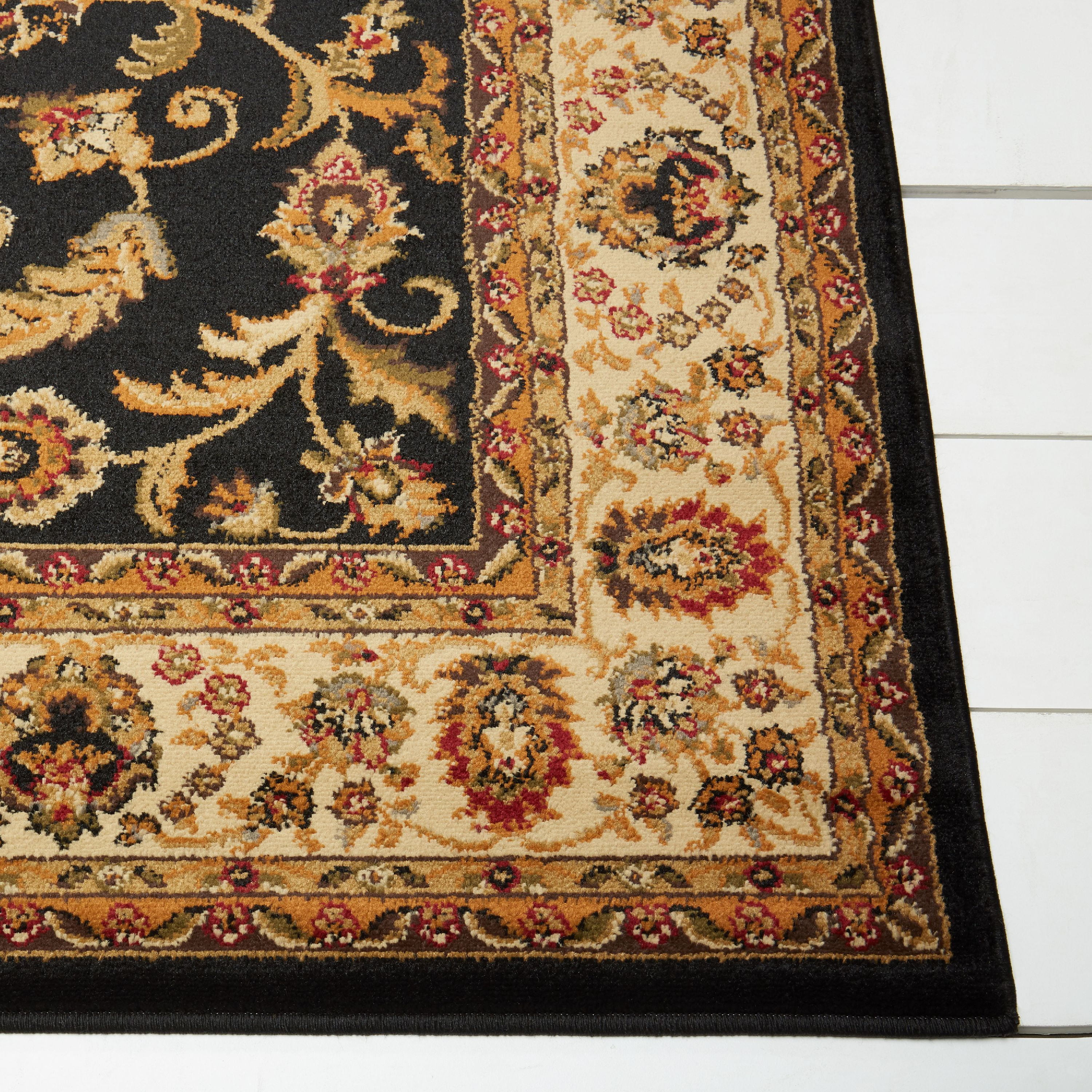 Home Dynamix Royalty Elati Traditional Ornate Damask Area Rug, Black/Ivory, 43"x62"