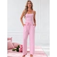 thumbnail image 3 of DARING DIVA Women's Pajama Set Cami Jersey Knit Adjustable Spaghetti Strap Pants M Pink, 3 of 7