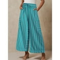 thumbnail image 5 of nochalofo Green Dress Pants Women, Women Drawstring Striped Pants Loose Wide Leg Pants Casual Palazzo Pants Trousers with Pockets, 5 of 6