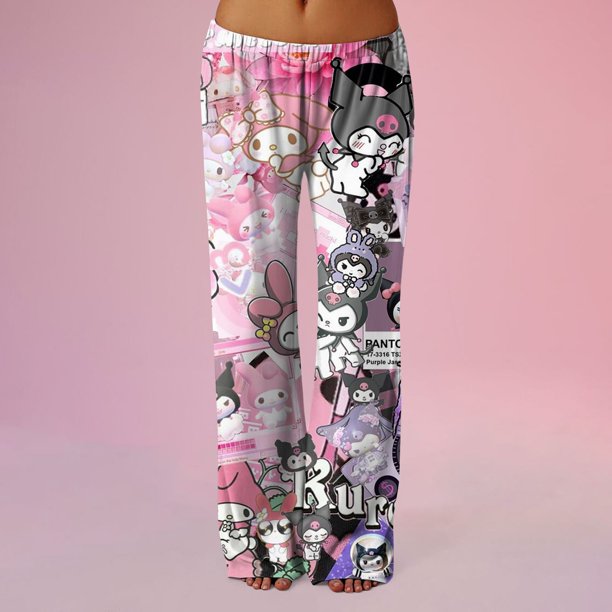 Anime Pajamas for Women Girls Cute Cartoon Cat Print Kawaii Casual Sleep Pajama Pants