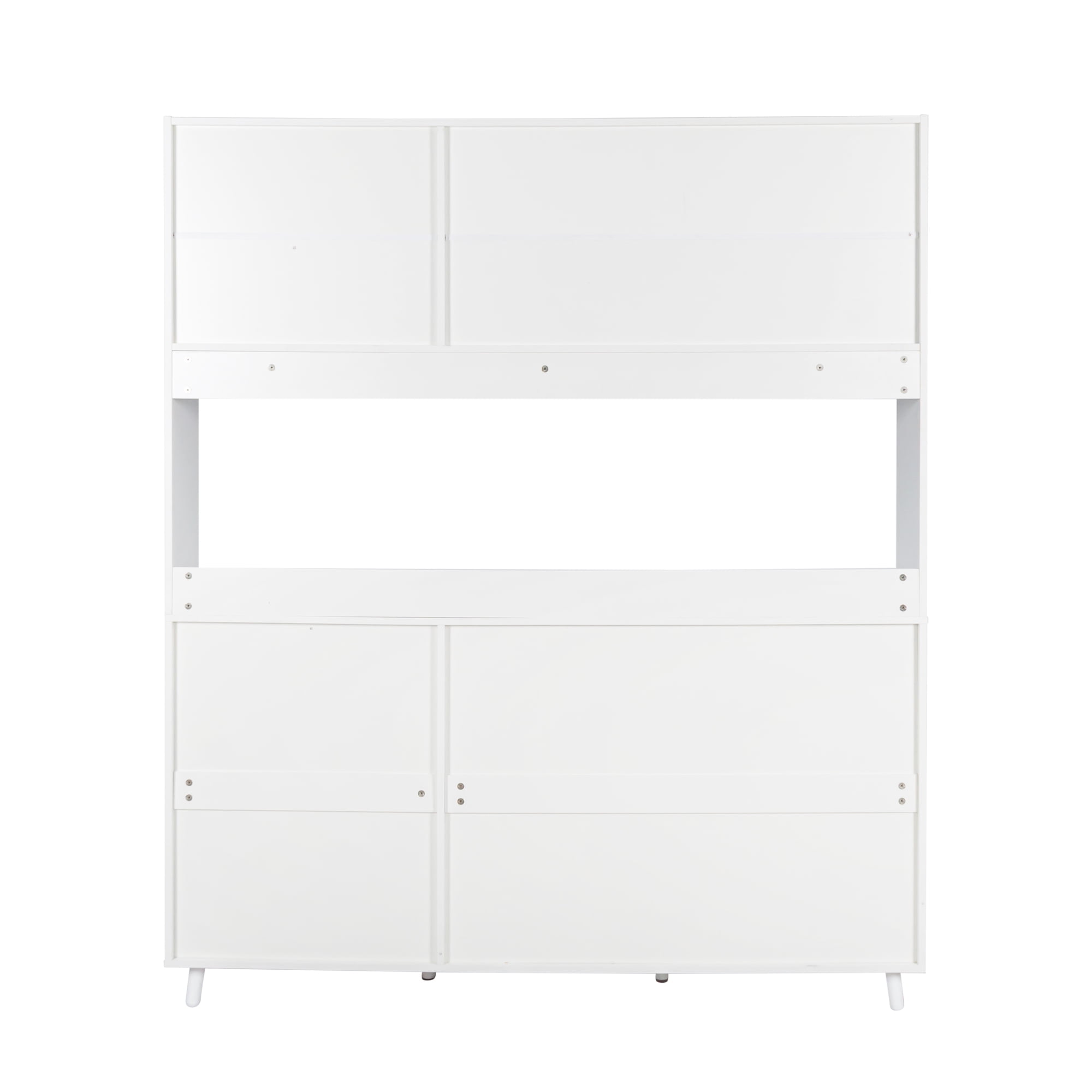 Aukfa Large Kitchen Hutch Cabinet, Pantry Cabinets w/ 4 Doors & Microwave Shelf, White