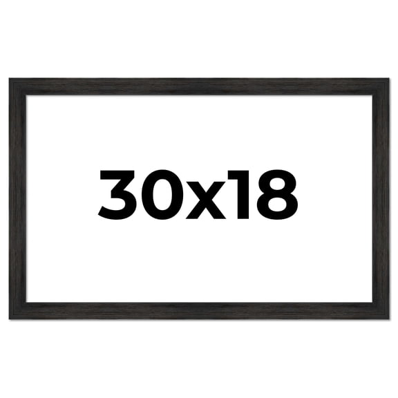 30x18 Black Rustic Wide Barnwood Picture Frame - UV Acrylic, Foam Board Backing, Hanging Hardware