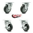 thumbnail image 2 of 4 Inch Thermoplastic Rubber Wheel Swivel Top Plate Caster Set with 2 Brakes SCC, 2 of 2