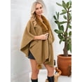 thumbnail image 6 of Women'S Open/ Front Cardigan Solid Color Poncho Cape Plus Size Knit Wraps for Fall Winter Camel Color One size, 6 of 9