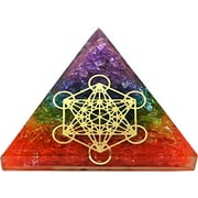 7 Chakra Onyx Crystal Orgone Pyramid, Organite Pyramid Metatrone Cube