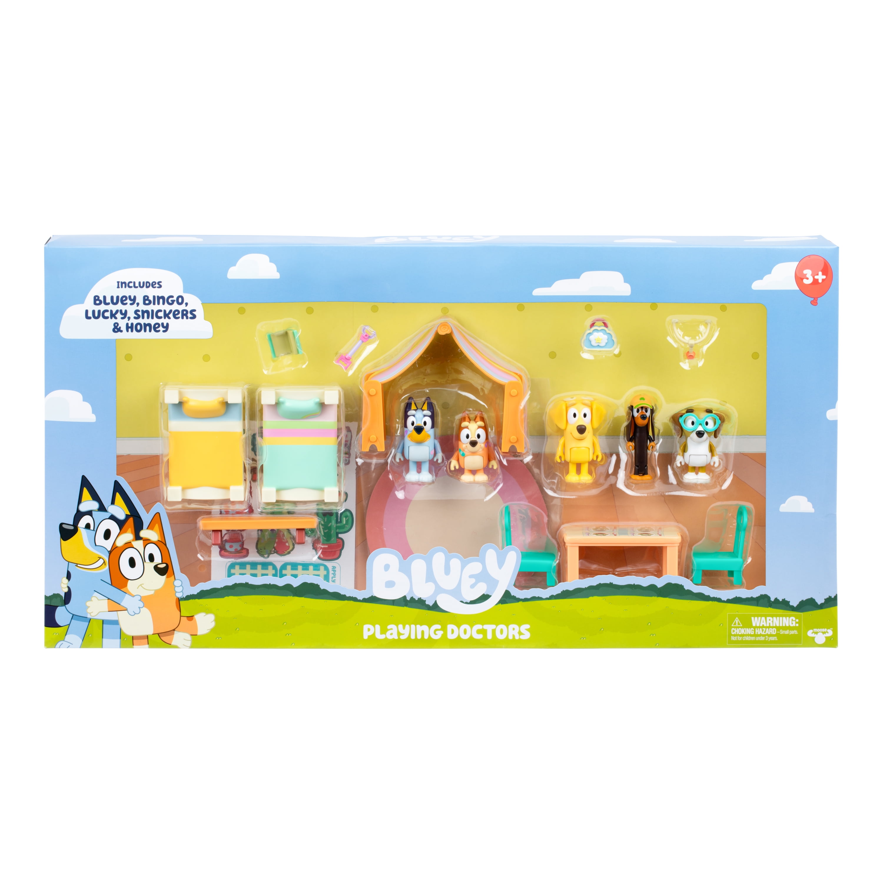 Bluey Playing Doctors Value Box,  5 Figures, 11 Accessories, and More, Ages 3+, Walmart Exclusive