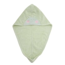 Unique Bargains 1 Pc Cute Water-absorbent Frogs Pattern Hair Towel for Bathroom Hotel Green Coral Fleece