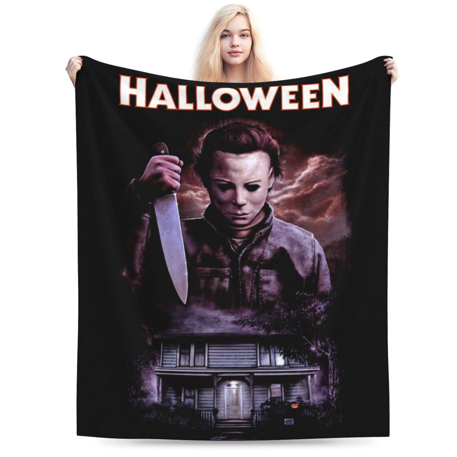Halloween Horror Movie Throw Blanket 80"X60" Soft Flannel Lightweight Plush Air Conditioner Quilt Suitable For Sofa,Living Room,Bedroom,Double Bed