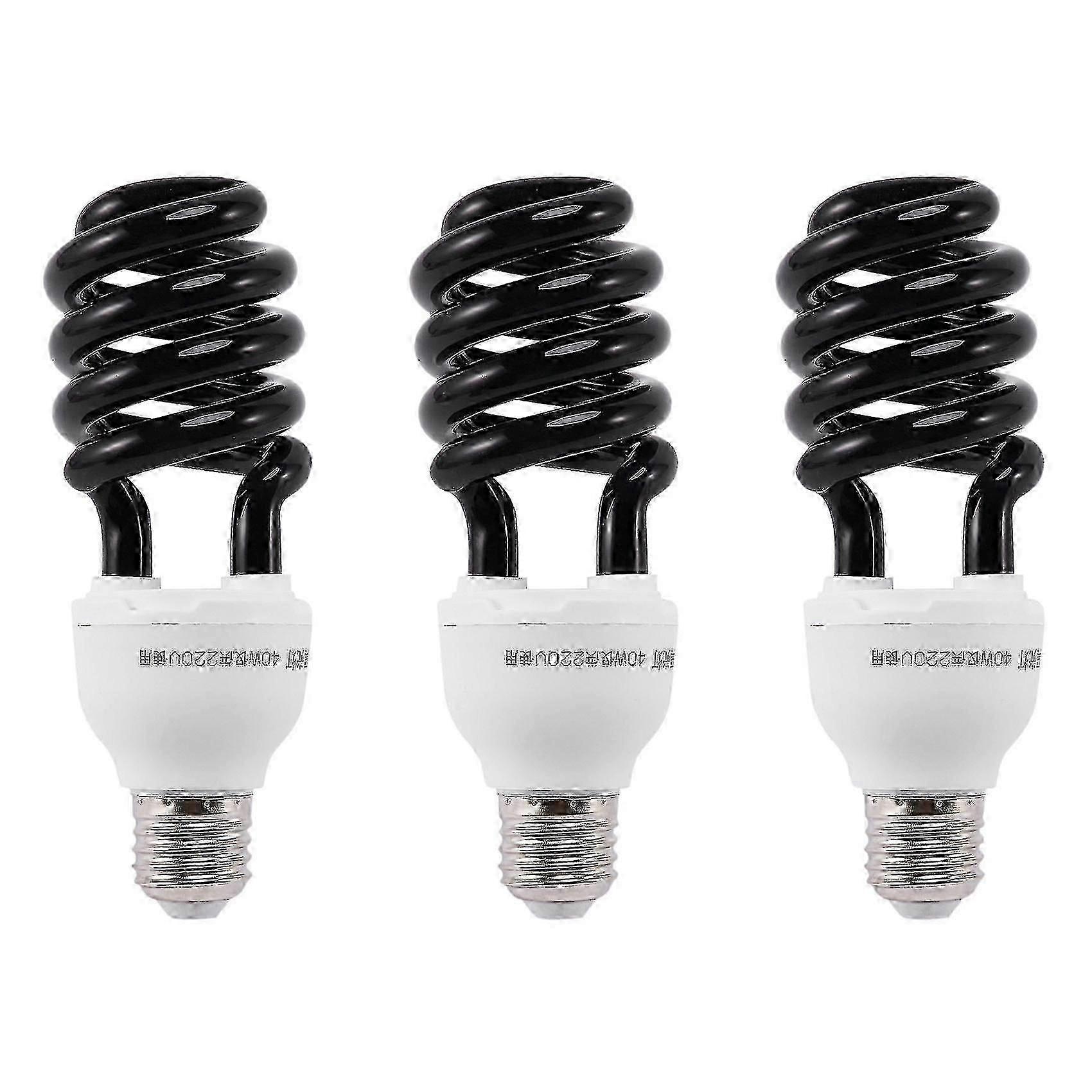 3x E27 40w Uv Ultraviolet Fluorescent Blacklight Cfl Light Bulb Lamp ...