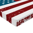 thumbnail image 2 of Ambesonne Vintage Stripe Fitted Sheet, Grungy Old Glory USA, Queen Size, Burgundy Petrol Blue, 2 of 3