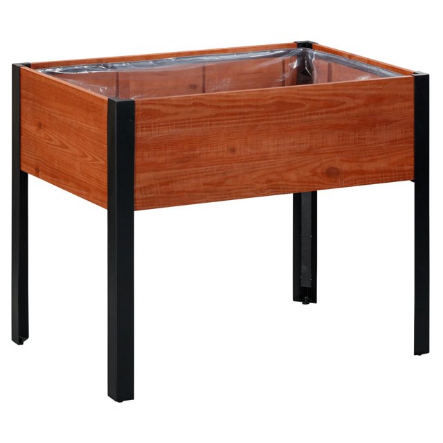 Grapevine Urban Garden Raised Planter, FSC Recycled Wood, Rectangular, 37IN x 24IN , Natural Brown