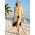 thumbnail image 4 of HAPPY BAY Women's Chiffon Summer Beach Open Front Maternity Beachwear Duster Kimono Cardigan XL-XXL Camel_AB783, 4 of 5