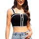 thumbnail image 1 of Top de tanque de cultivo para mujeres, sin mangas, con botones, escote cuadrado, blusas de salir, S negro, 1 of 6