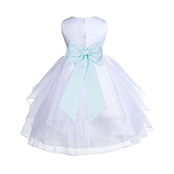 Ekidsbridal Formal White Shimmering Organza Flower Girl Dresses Ballroom Dance Recital Gown for Pretty Princesses 4613T 4