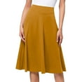 thumbnail image 2 of WTOBBY Women's High Waist Knee Length Elastic Knit A-Line Stretch Flared Casual Midi Skirt, Comfort Fit Work Skirt for Professional Office and Leisure Wear,Yellow M, 2 of 5
