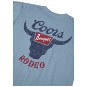 Coors Banquet Rodeo Logo Distressed Front and Back Dusty Blue T-Shirt-XLarge