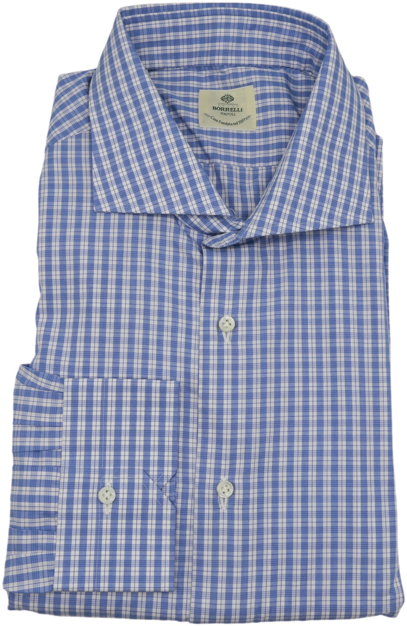 blue and white plaid dress shirt