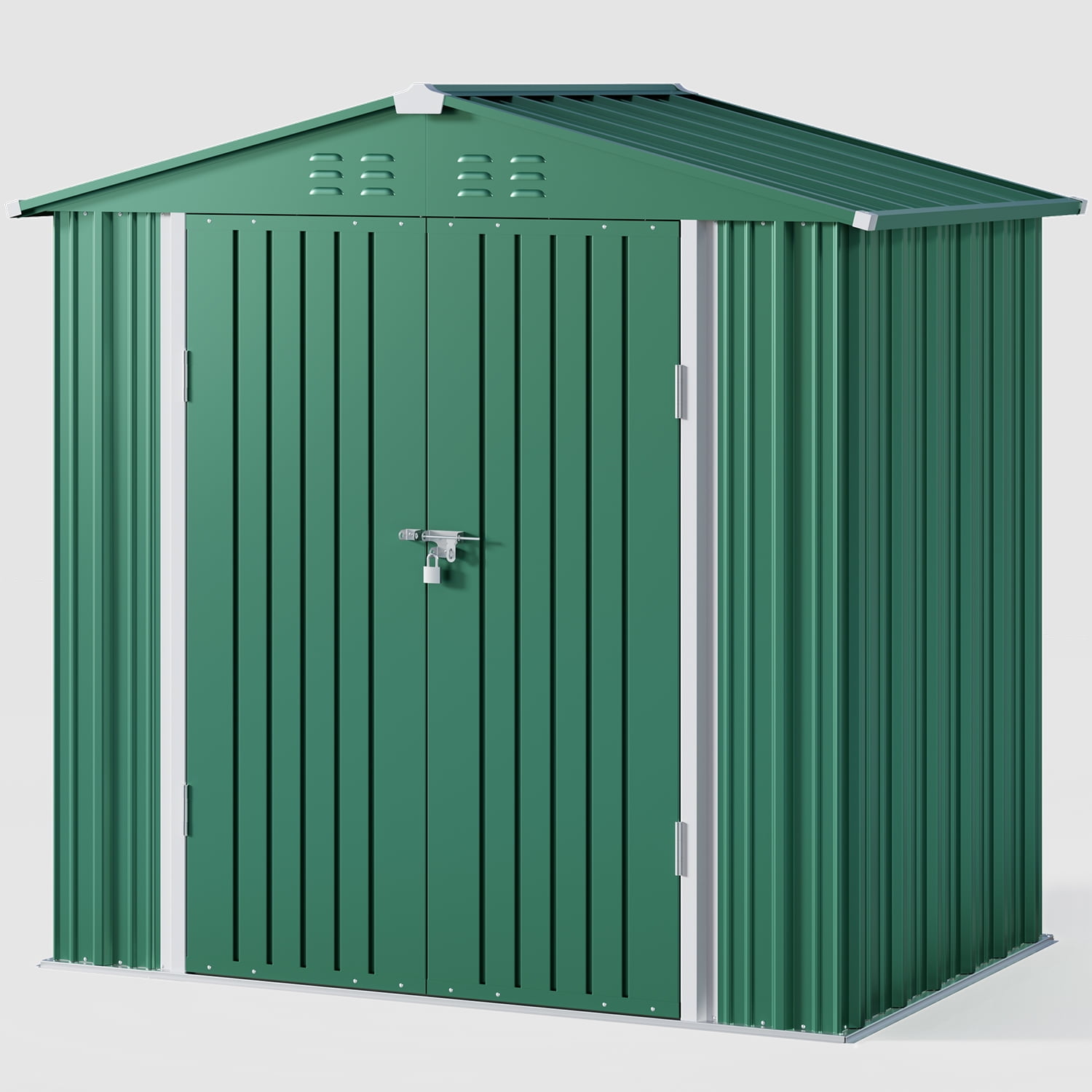 Storage Shed, Lofka 6x4 Ft Sheds & Outdoor Storage, Lockable Metal Garden Shed, Tool Shed Tiny House Vertical Outside Storage Building for Backyard, Lawn, Patio, Bike, Green