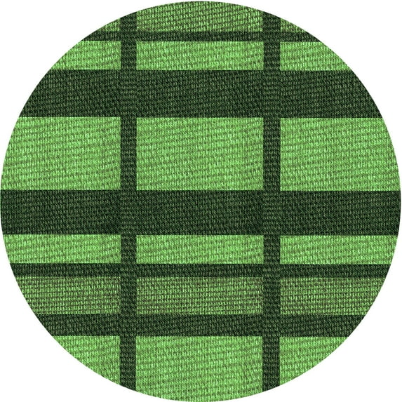 Ahgly Company Machine Washable Indoor Round Transitional Dark Forest Green Area Rugs, 7' Round