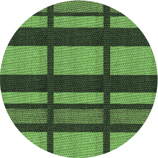Ahgly Company Tapis d'Intérieur Ronds Lavables à la Machine, Style Transitionnel, Vert Forêt Sombre, 6 Pieds Rond