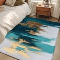 thumbnail image 4 of 3'x5' Area Rugs, Abstract Teal Green Indoor Outdoor Area Rug for Living Room Bedroom, White Gold Textured Art Washable Bathroom Rugs Kitchen Floor Carpet Mats Home Decor Aesthetic, 4 of 8