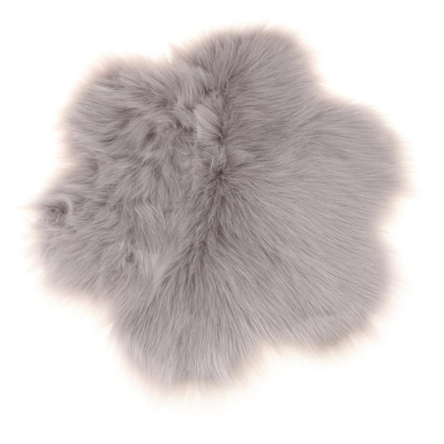 Alfombra de pelo sintético, cojín de yoga peludo, esterilla de meditación Gris
